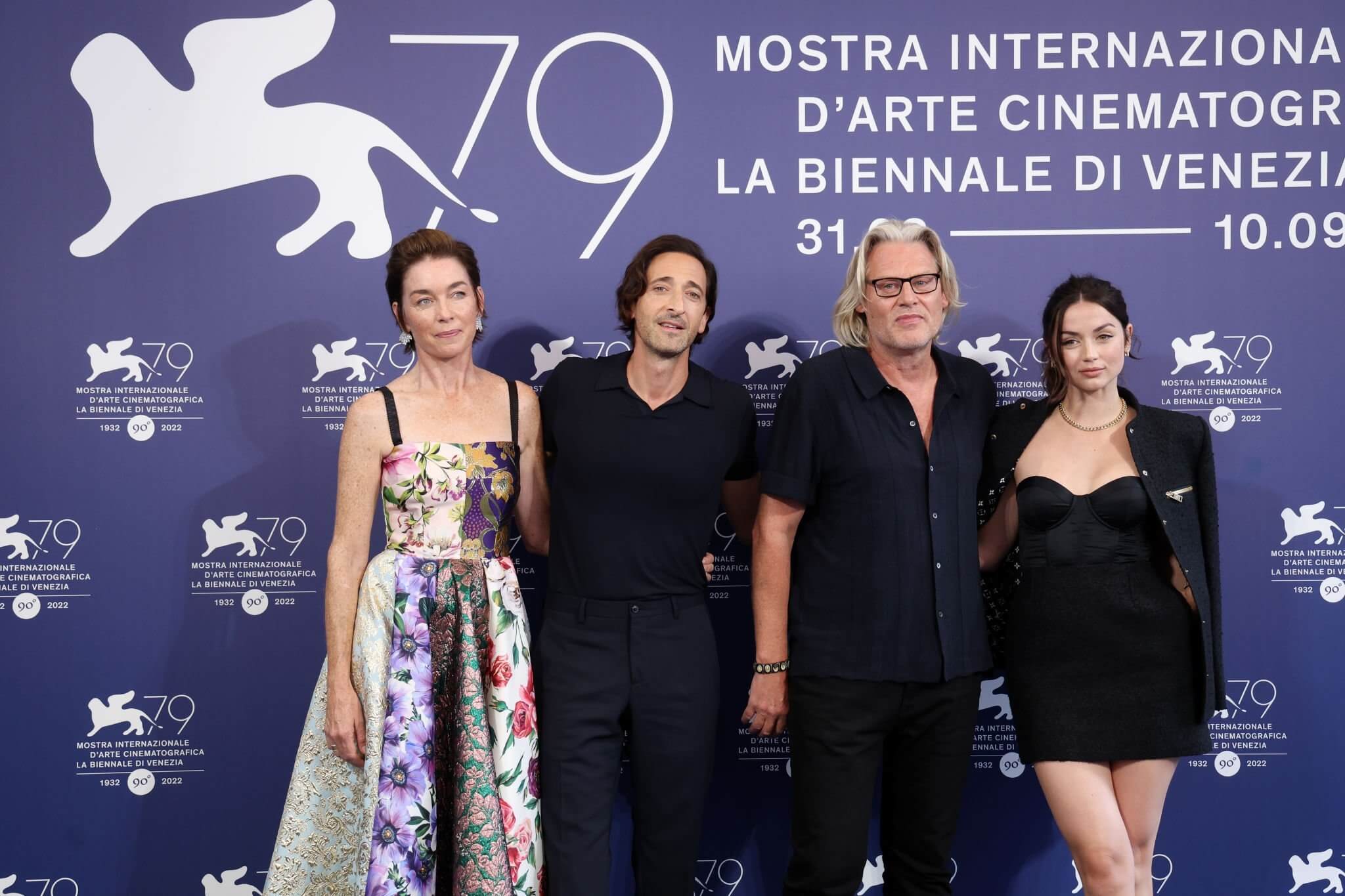 Julianne Nicholson, Adrien Brody, Andrew Dominik and Ana de Armas attend the photocall for "Blonde" at the 79th Venice International Film Festival on September 08, 2022 in Venice, Italy.