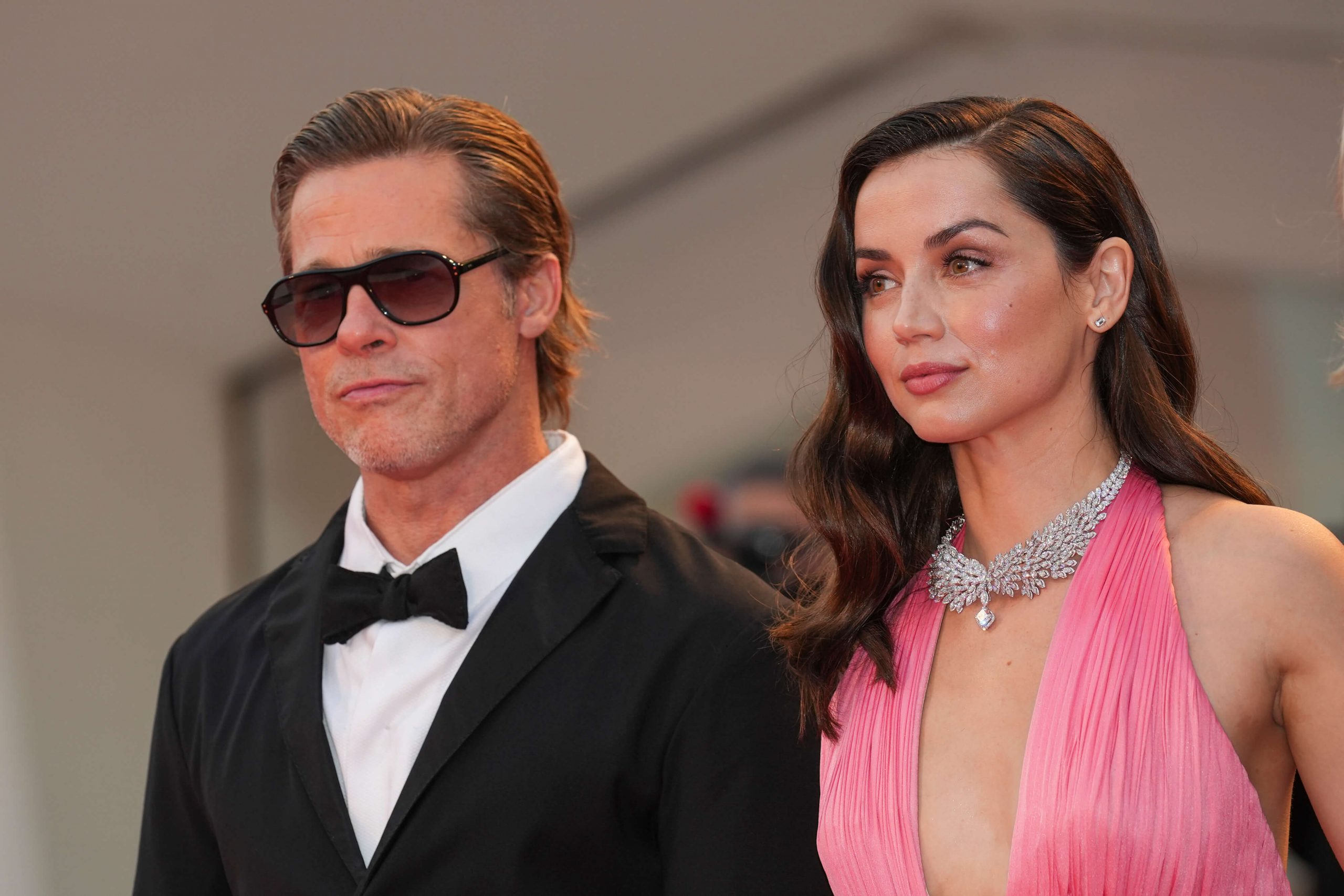 Brad Pitt and Ana de Armas attend the "Blonde" red carpet at the 79th Venice International Film Festival on September 08, 2022 in Venice, Italy.