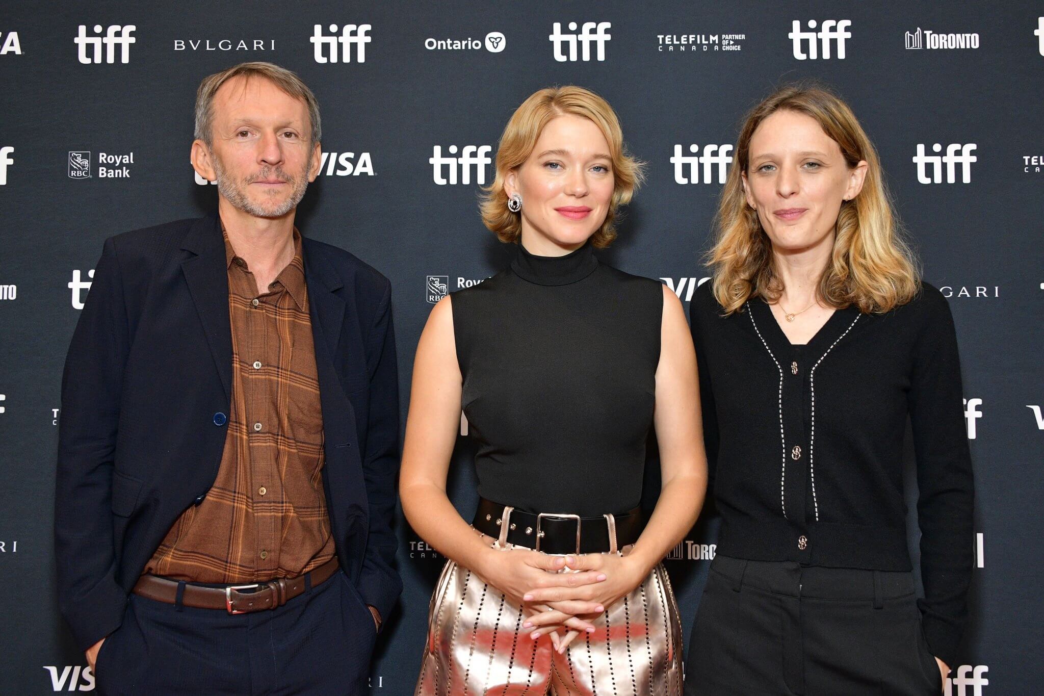 (L-R) Philippe Martin, Léa Seydoux, and Mia Hansen-Løve attend the "One Fine Morning" Premiere during the 2022 Toronto International Film Festival at TIFF Bell Lightbox on September 11, 2022 in Toronto, Ontario.