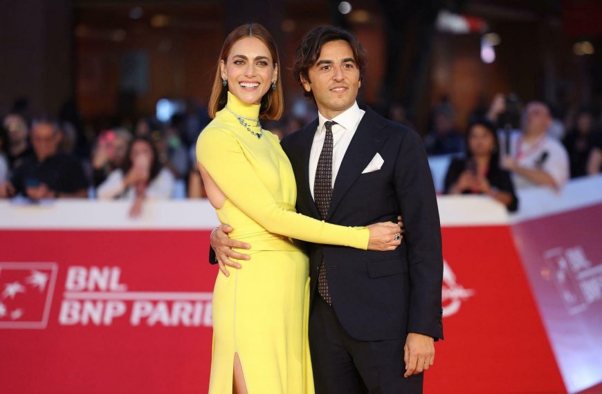 Italian actress Miriam Leone and his husband Paolo Carullo at Rome Film Fest 2022. War - La Guerra Desiderata Red Carpet.