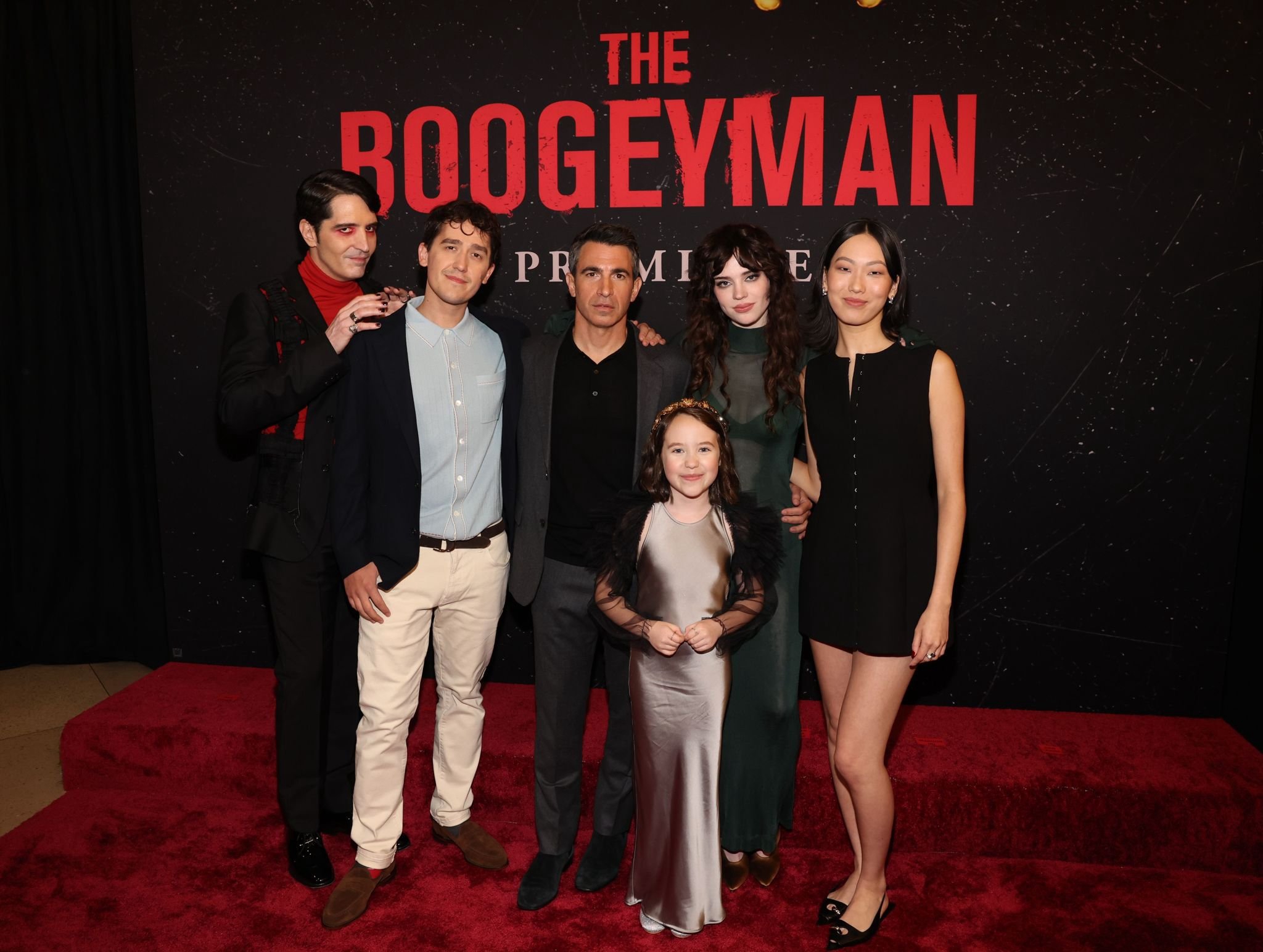 (L-R) David Dastmalchian, Rob Savage, Chris Messina, Vivien Lyra Blair, Sophie Thatcher and Madison Hu attend the premiere of "The Boogeyman" at El Capitan Theatre in Hollywood, California on May 23, 2023.