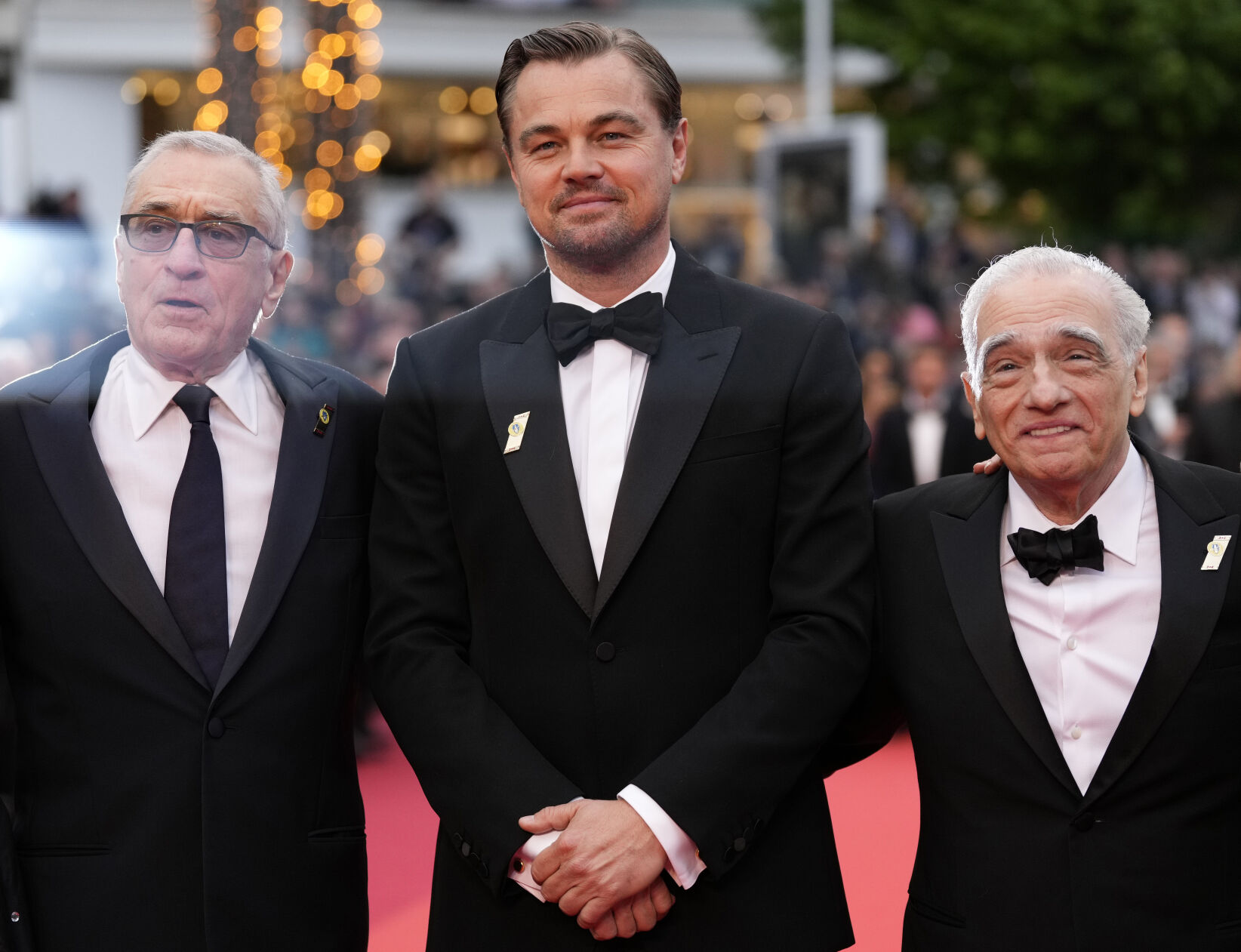 Robert De Niro, from left, Leonardo DiCaprio and director Martin Scorsese pose for photographers upon arrival at the premiere of the film 'Killers of the Flower Moon' at the 76th international film festival, Cannes, southern France, Saturday, May 20, 2023.