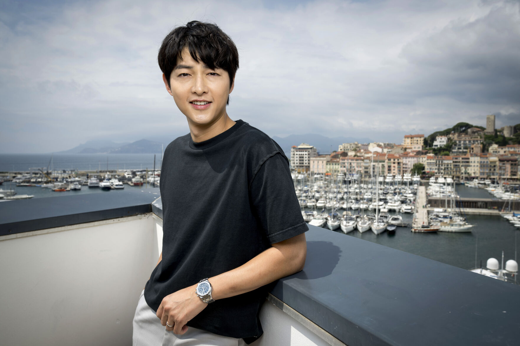 Song Joong Ki poses for portrait photographs for the film 'Hopeless' at the 76th international film festival, Cannes, southern France, Thursday, May 25, 2023.