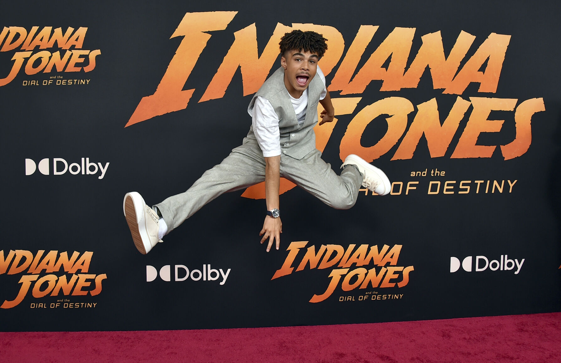 Ethann Isidore arrives at the premiere of "Indiana Jones and the Dial of Destiny," Wednesday, June 14, 2023, at El Capitan Theatre in Los Angeles.