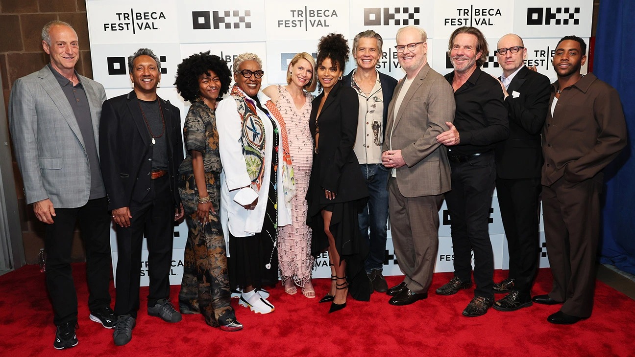 (L-R) Casey Silver, Phaldut Sharma, Adia, CCH Pounder, Claire Danes, Zazie Beetz, Timothy Olyphant, Jim Gaffigan, Dennis Quaid, Steven Soderbergh and Jharrel Jerome attend the "Full Circle" premiere during the 2023 Tribeca Festival at BMCC Theater on June 11, 2023 in New York City. 