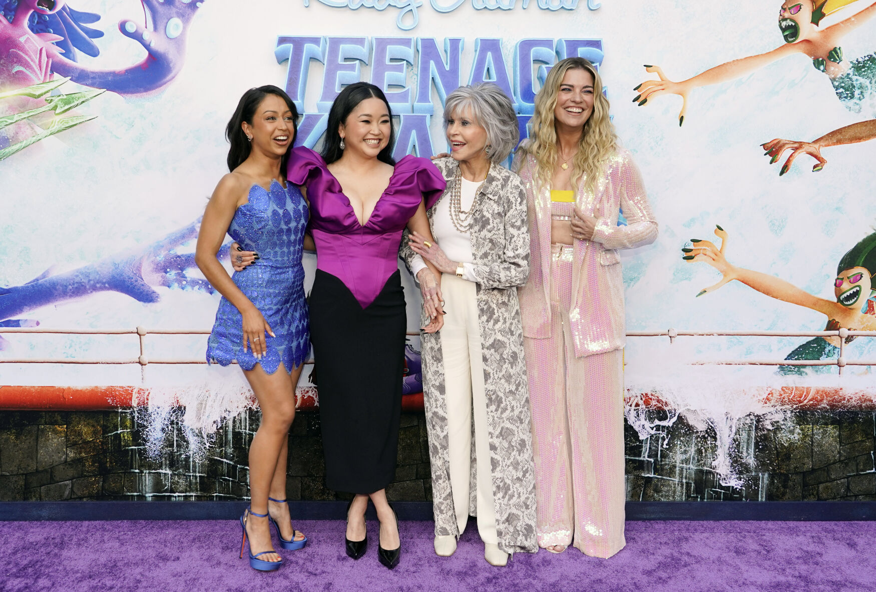 Liza Koshy, Lana Condor, Jane Fonda and Annie Murphy at the premiere of Universal Pictures' "Ruby Gillman: Teenage Kraken" on June 28, 2023.