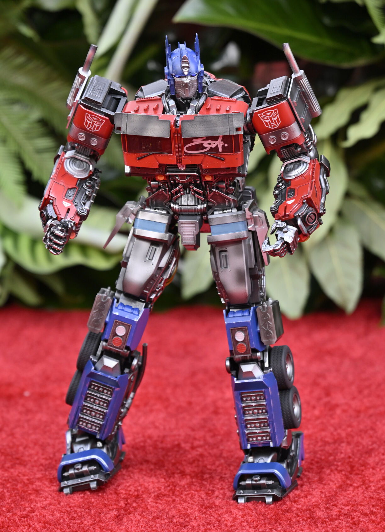 An Optimus Prime figurine appears at the premiere of "Transformers: Rise of the Beasts" at the Kings Theater on Monday, June 5, 2023, in New York.