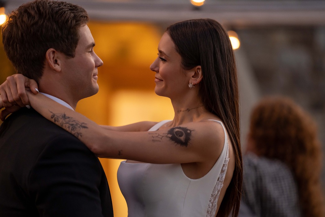 Owen (Adam Devine) and Parker (Nina Dobrev) in The Out-Laws.