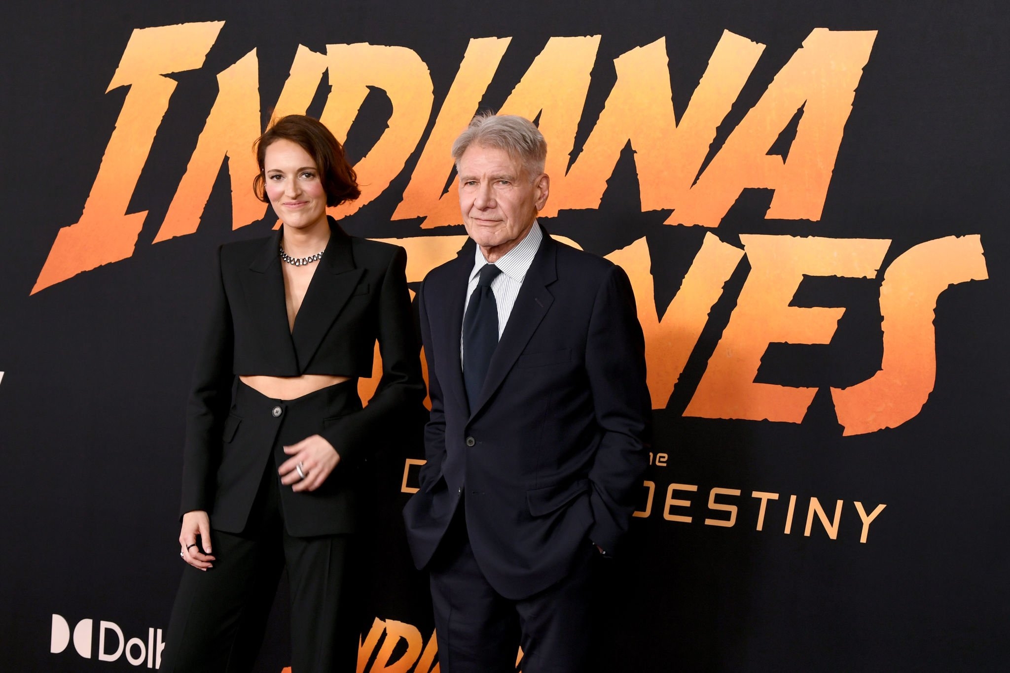 Phoebe Waller-Bridge and Harrison Ford attend the Indiana Jones and the Dial of Destiny U.S. Premiere at the Dolby Theatre in Hollywood, California on June 14, 2023. 