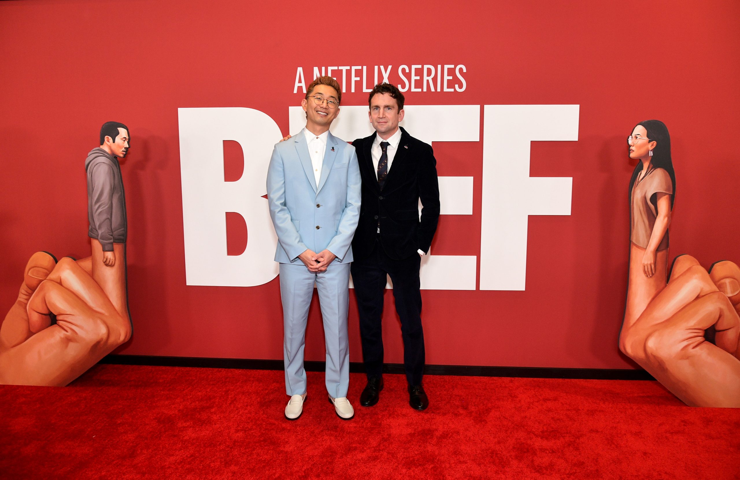 Lee Sung Jin and Jake Schreier Joseph Lee at the Los Angeles Premiere of Netflix's "BEEF" on March 30, 2023 in Hollywood, California.