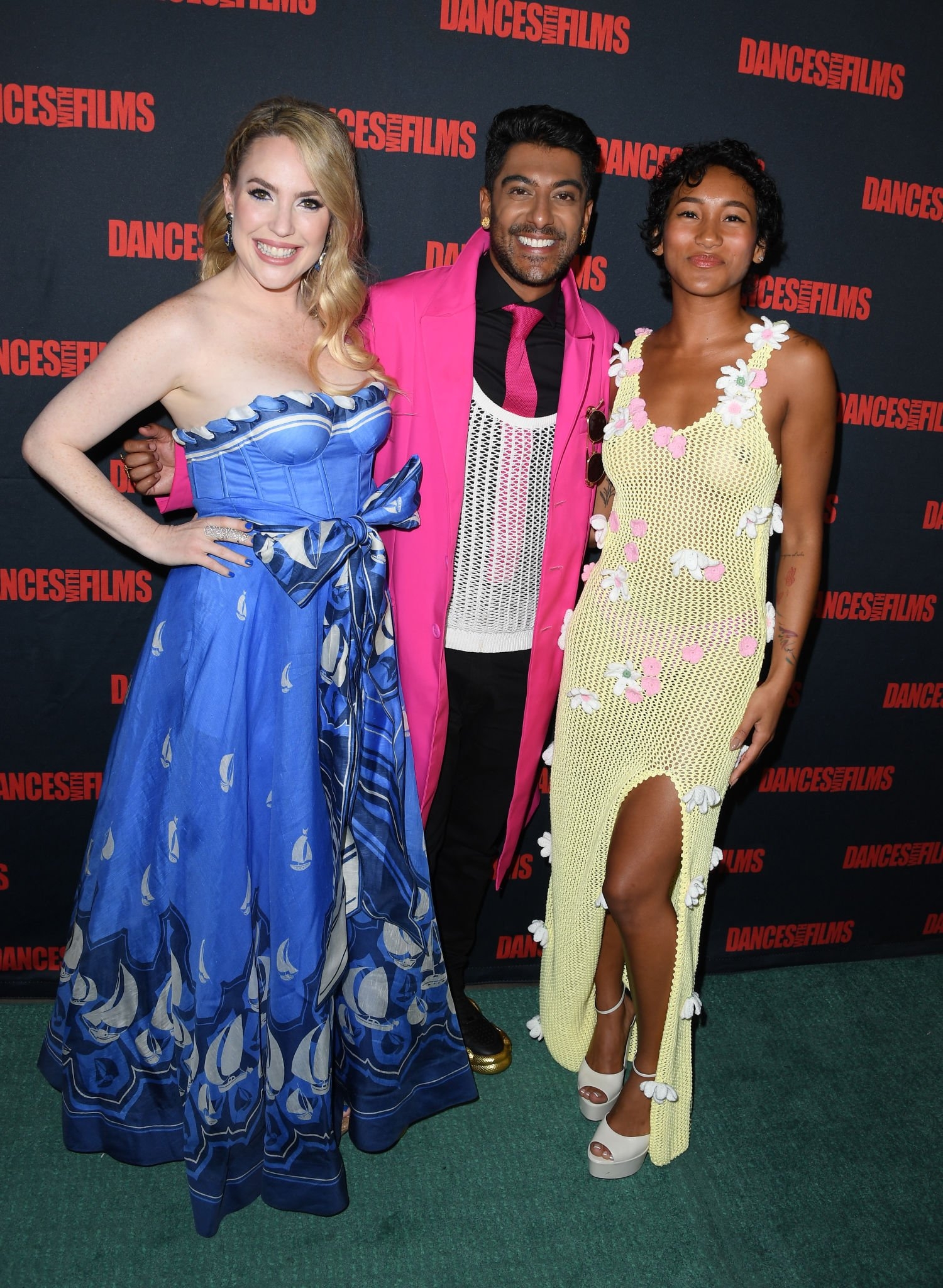 Selina Ringel, Ritesh Rajan and Sydney Park at the "You, Me & Her" movie premiere on July 02, 2023 in Hollywood, California.  