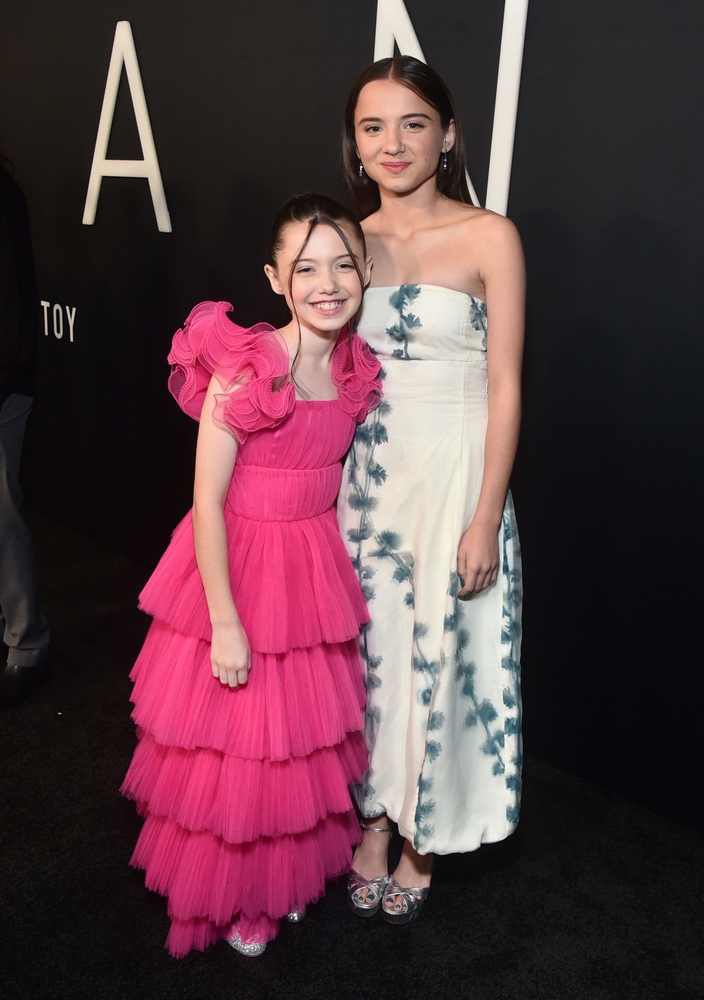 Violet McGraw and Madeleine McGraw at the Los Angeles Premiere Of Universal Pictures' "M3GAN" on December 07, 2022 in Hollywood, California. 