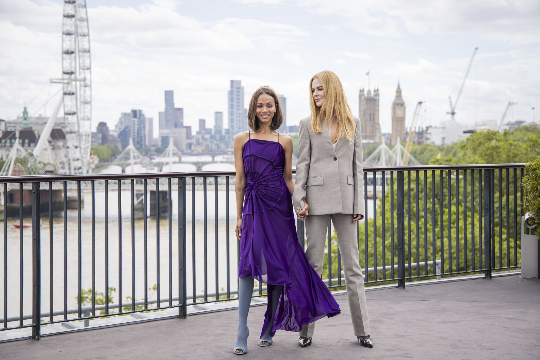 Zoe Saldana and Nicole Kidman at a Photo call for the Paramount+ series Special Ops: Lioness at IET London: Savoy Place in London. 