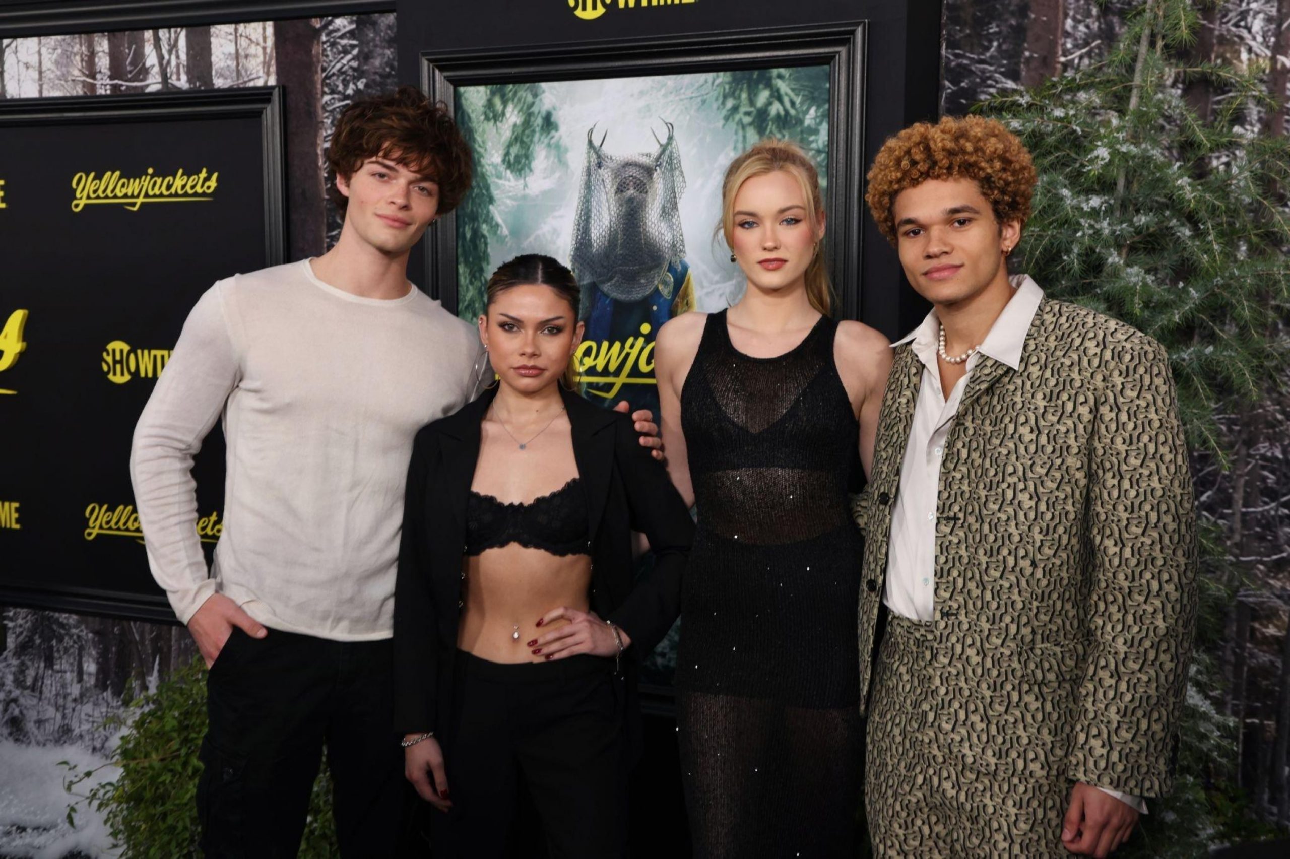 Tyler Lawrence Gray, Bella Shepard, Chloe Rose Robertson and Armani Jackson arrives at the World Premiere Of Season Two Of Showtime's "Yellowjackets" at TCL Chinese Theatre on March 22, 2023 in Hollywood, California. 